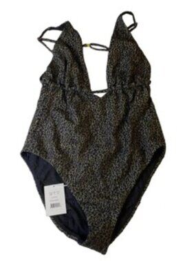 Andie x Demi Moore Tropez One Piece Swimsuit Black Gold Metallic XL NWT